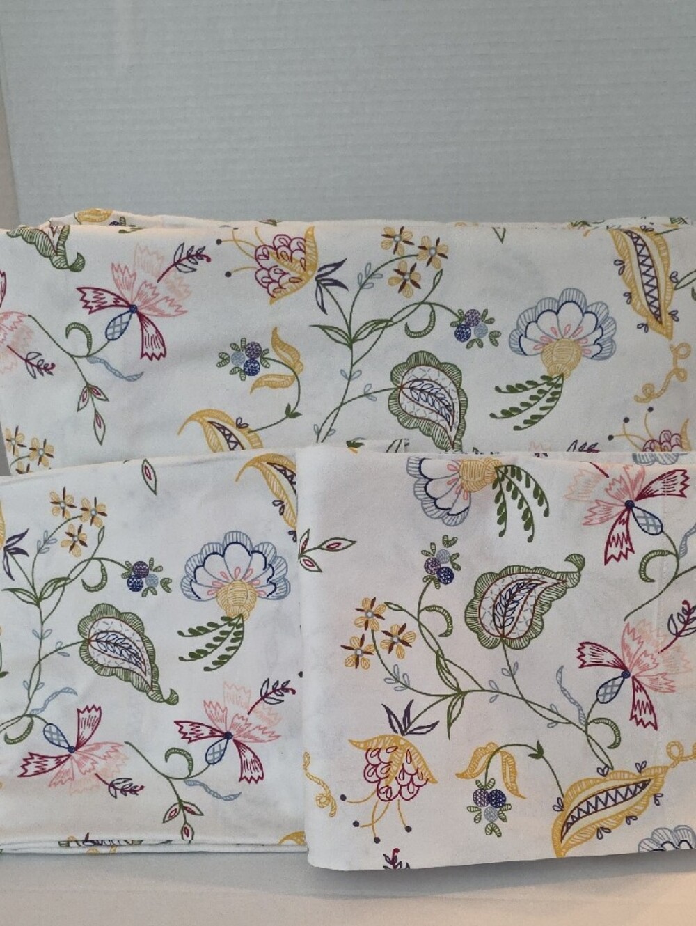 DownTown Company Floral Paisley Yellow Blue Cotton King Duvet & Pillow Sham Set